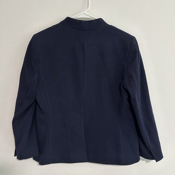J. Crew Wool Blazer Size 8P Navy Blue Open Front Long Sleeve Preppy - Picture 2 of 10